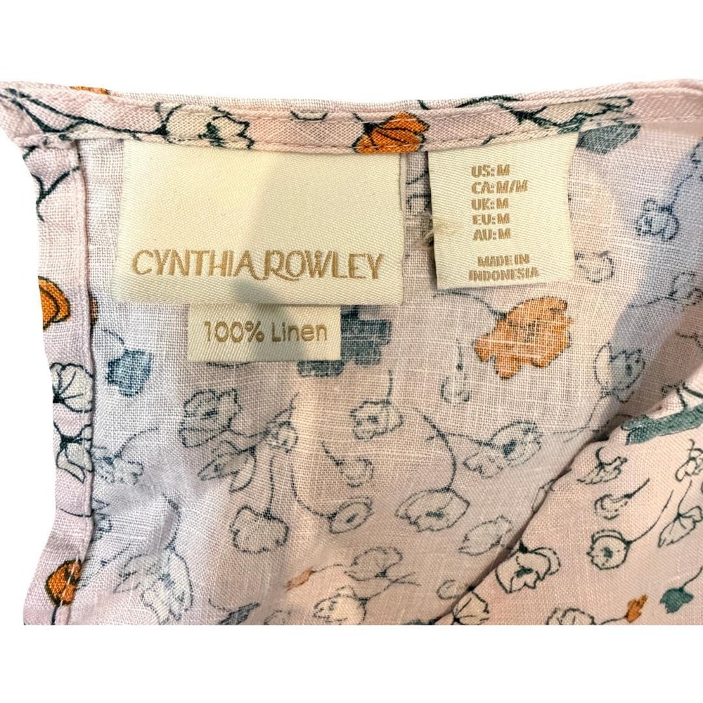 Cynthia Rowley Womens Floral Shift Dress with Pockets 100% Linen - Picture 8 of 9